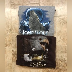 2 Vintage 90's Animal Graphic Crew Neck Sweaters